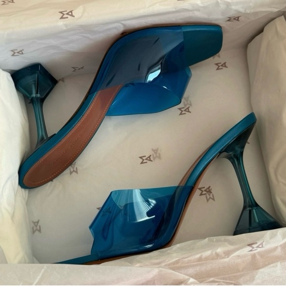 Amina Muaddi Blue Lupita Pvc Metallic Mules. AUTHENTIC! EU 38,5 size. - Picture 13 of 15